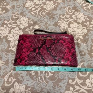 Michael Kors Fuchsia and Black Snake Print Wristlet